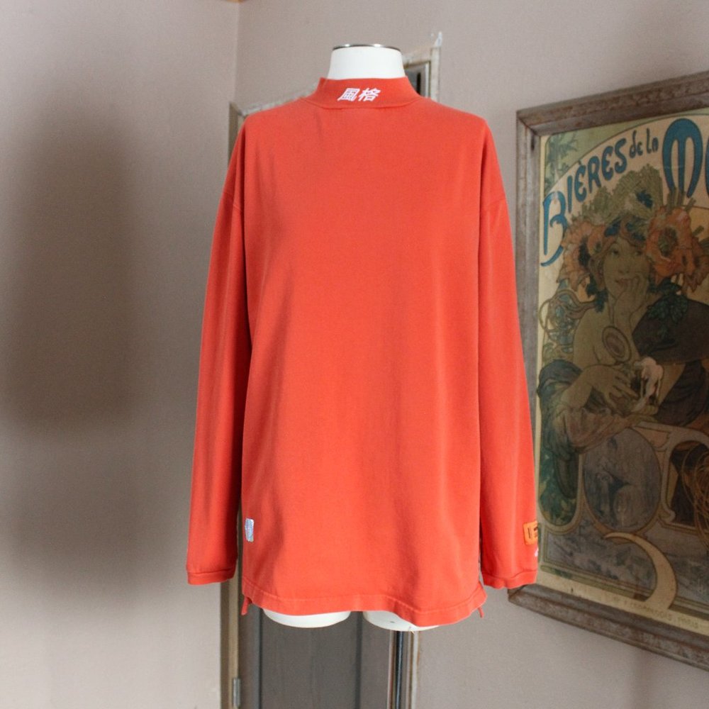 Heron Preston STYLE orange organic cotton long sleeves t-shirt made in Portugal